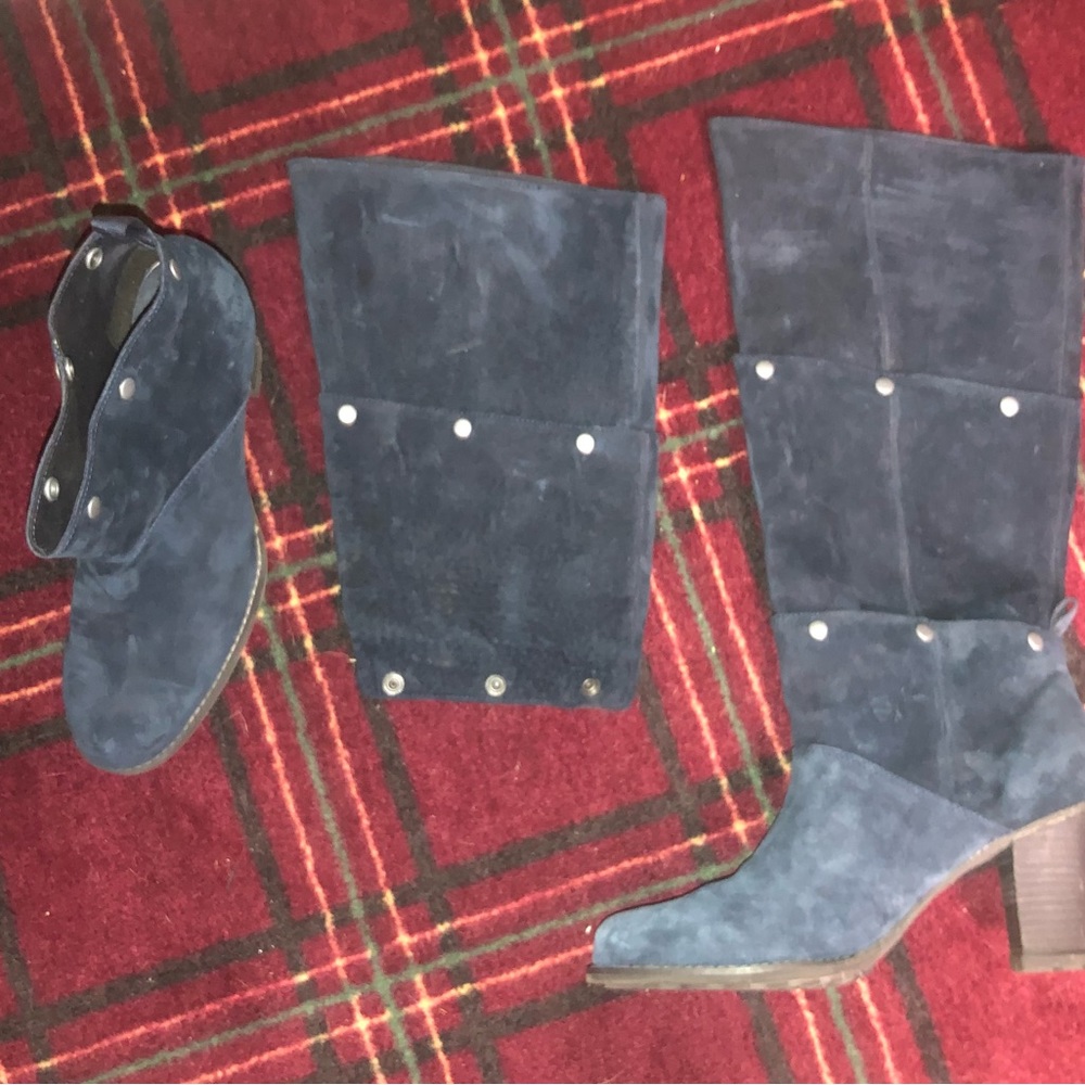 CAT Caterpillar 3 in 1 Navy  leather adjustable lengths boots rubber sole NIB - Picture 5 of 15